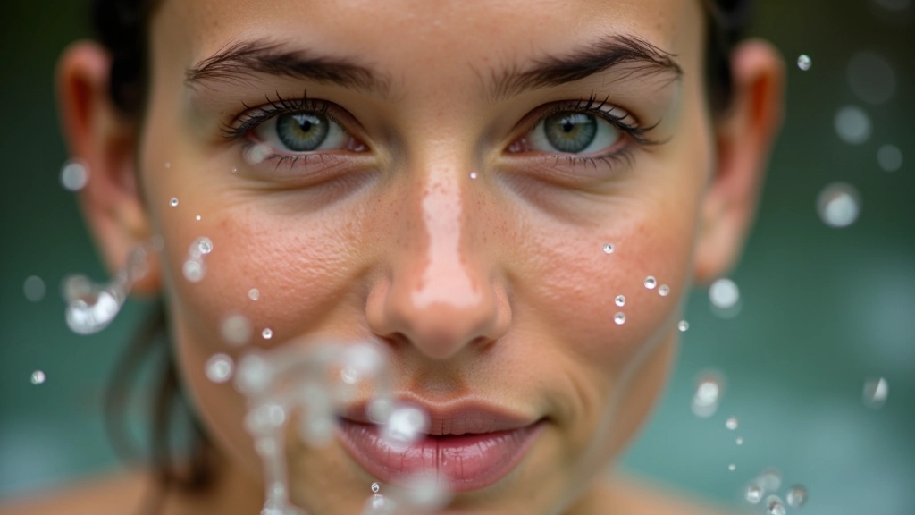 Nahaufnahme einer Person mit Wasser im Gesicht, das zeigt, wie kaltes Wasser für schnelle emotionale Regulation genutzt wird