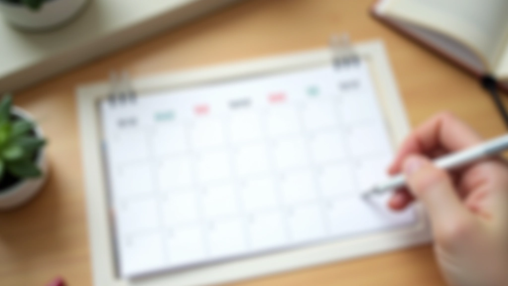 Kalender mit markierten Tagen, die eine tägliche Routine von 42 Tagen Geduld-Übungen zeigen