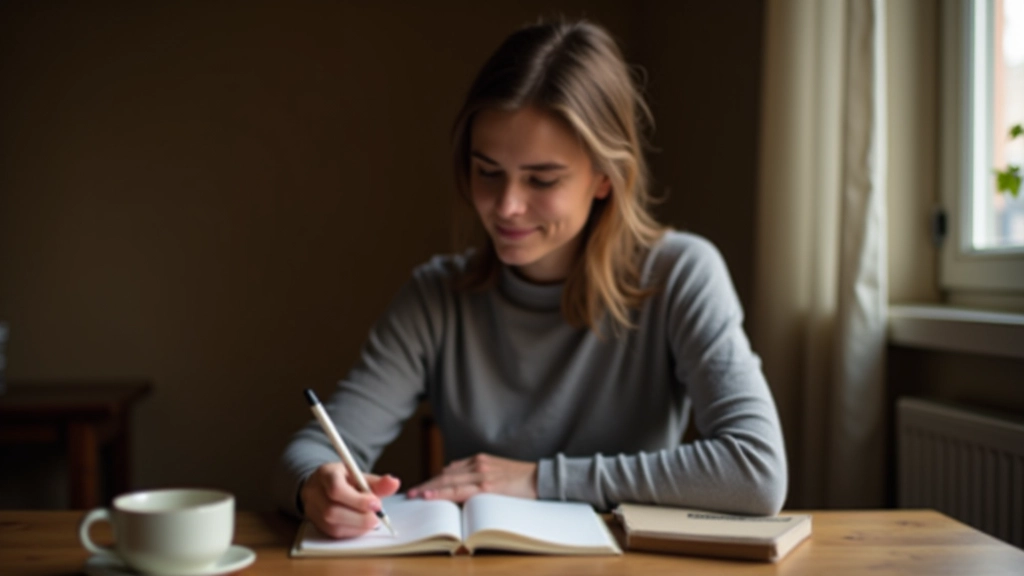 Person notiert ihre emotionalen Auslöser in ein Journal zur Selbstreflexion