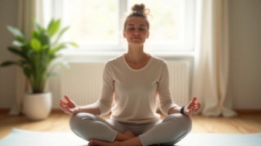 Person sitzt ruhig auf einer Yogamatte und praktiziert eine Atemübung für innere Ruhe